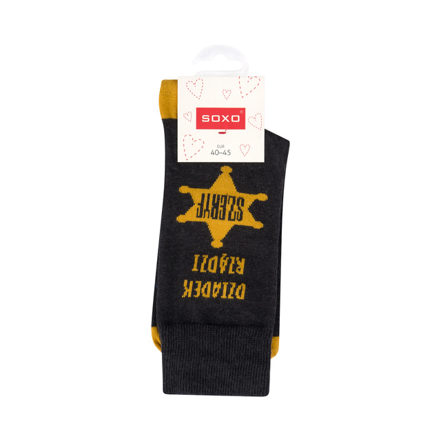 Men's colorful SOXO GOOD STUFF socks, cotton with Polish inscriptions