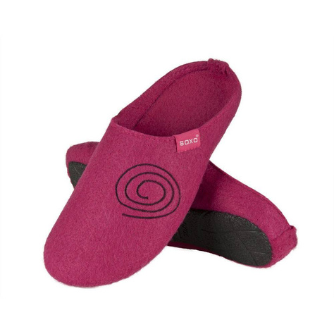 Women's felt slippers SOXO with a hard TPR sole pink