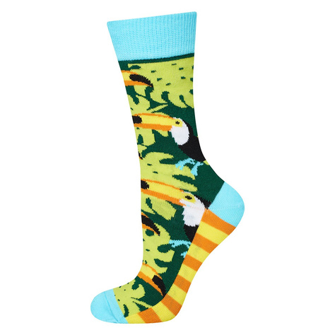 Colorful men's SOXO GOOD STUFF socks funny toucans