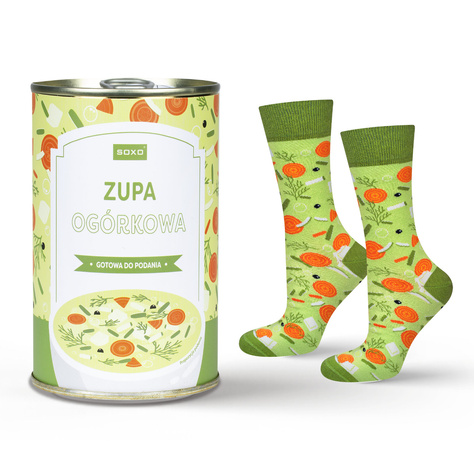 Colorful men's socks SOXO GOOD STUFF merry canned sour cucumber soup + polish recipe