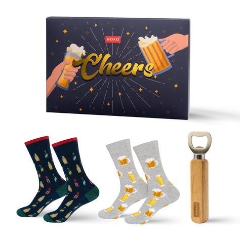 Men's Socks Set SOXO Cheers – 2 pairs and a bottle opener