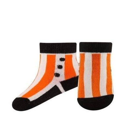 Orange baby socks SOXO sneakers with stripes