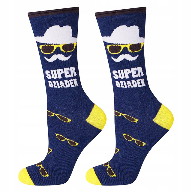 Men's colorful SOXO GOOD STUFF socks, cotton with Polish inscriptions