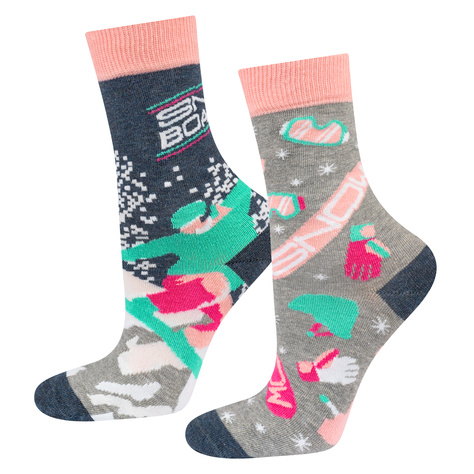 Set in a box 6x Colorful SOXO women's socks pizza