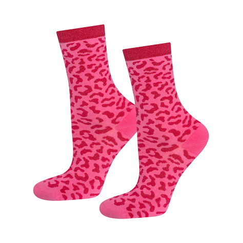 SOXO Women's Pink Leopard Socks in Packaging - 3 Pairs