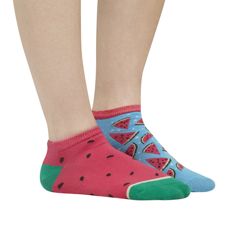 Set of 2x women's colorful SOXO ankle socks | colorful fruit patterns