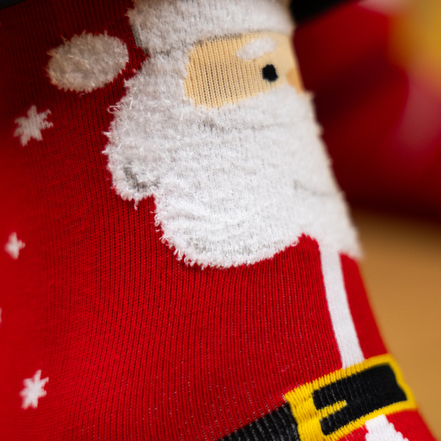 Santa Claus Socks in a Holiday Card