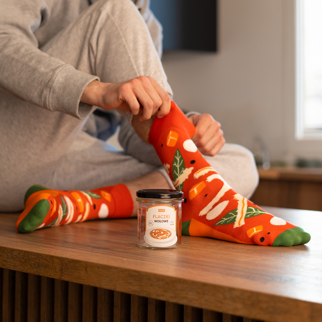 Men's colorful SOXO tripe socks in a jar