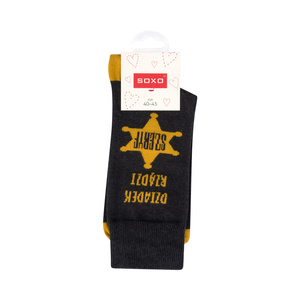 Men's colorful SOXO GOOD STUFF socks, cotton with Polish inscriptions