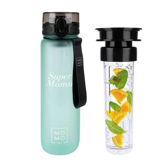 MOMO WAY Water bottle light green | ideal for travel | BPA free | Tritan