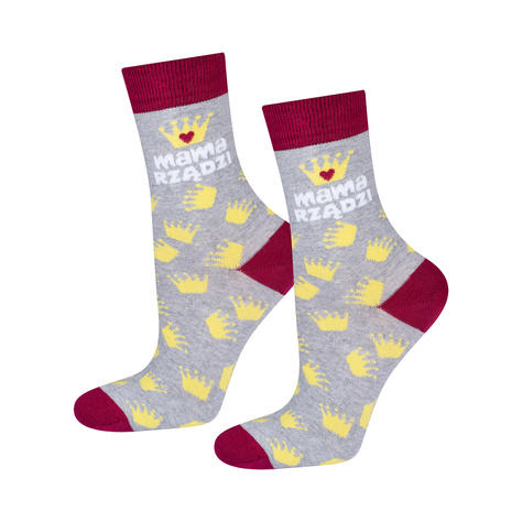 Women's colorful SOXO GOOD STUFF socks with Polish inscriptions gift