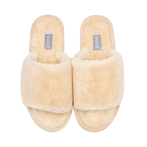 Women's slippers SOXO fur with a hard TPR sole