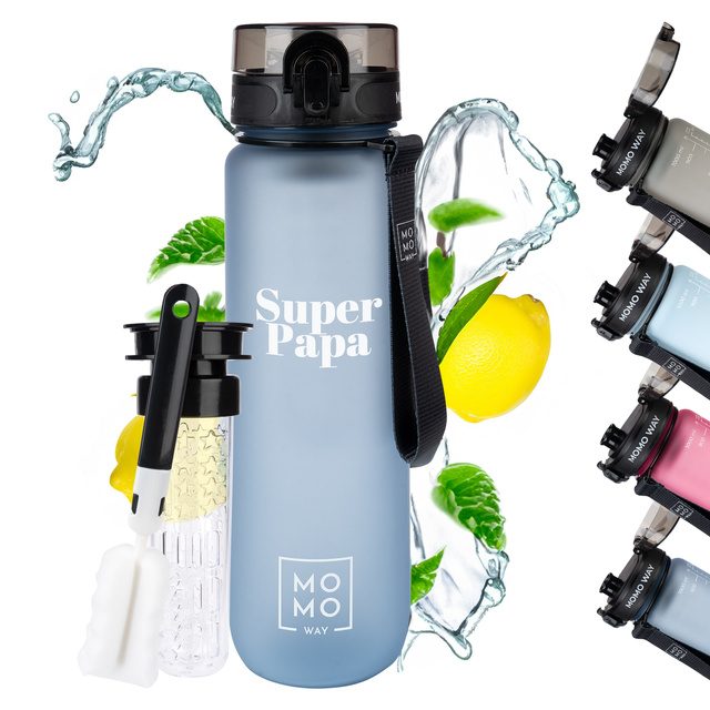 MOMO WAY Water bottle 0.6L gray | gift idea | BPA free | Tritan