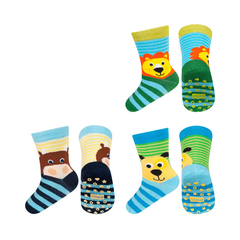 Set of 3x Colorful SOXO children's socks animals