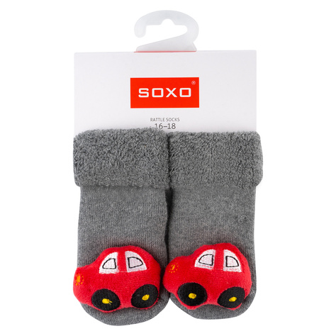 Set 2x Colorful SOXO baby socks with a rattle and ABS