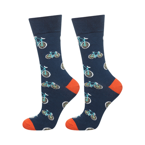 Colorful men's SOXO GOOD STUFF socks funny bicycle