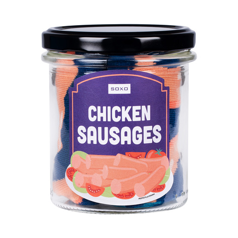 Men's colorful SOXO GOOD STUFF Chicken sausages socks in a jar funny cotton