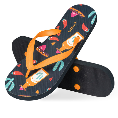 Comfort Women's and Men's Beach Flip-flops SOXO | Happy Teqila & Mexico | Perfect for Beach Holidays and Swimming Pool