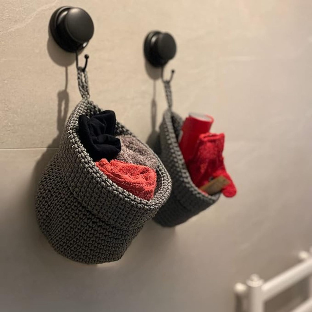 Set of 2x Momo Way bathroom basket grey 14cm and 17cm