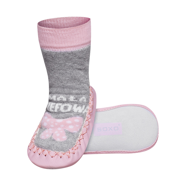 Kapcie SOXO ze skórzaną podeszwą - mała szefowa