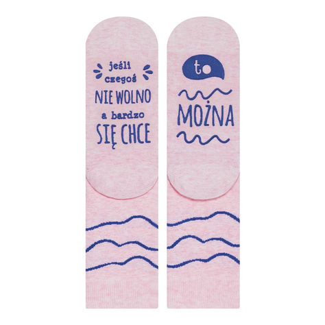 Pink SOXO long women's socks with funny Polish inscriptions gift