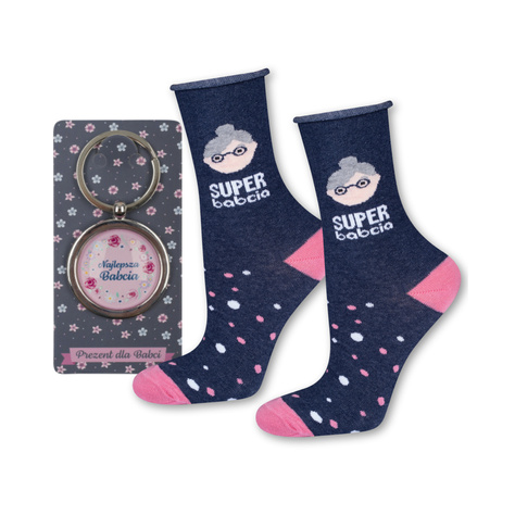 A set of keychains and colorful socks with inscriptions for Grandma | A gift for Grandma