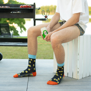 Men's colorful SOXO GOOD STUFF socks funny beer in a gift box