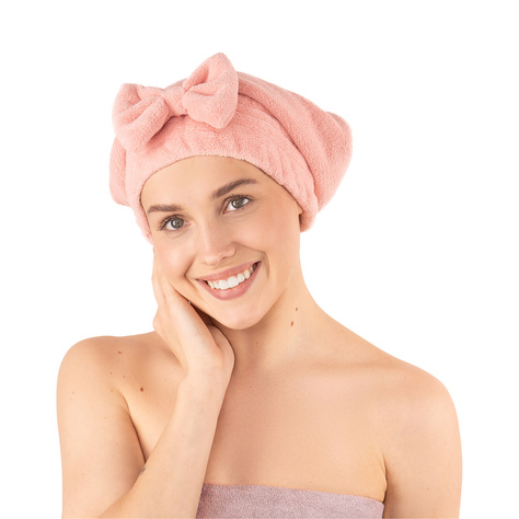 MOMO WAY pink bath turban with bow | towel 