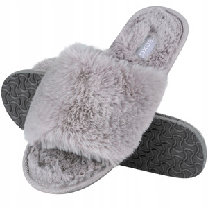 Women's slippers SOXO fur with a hard TPR sole