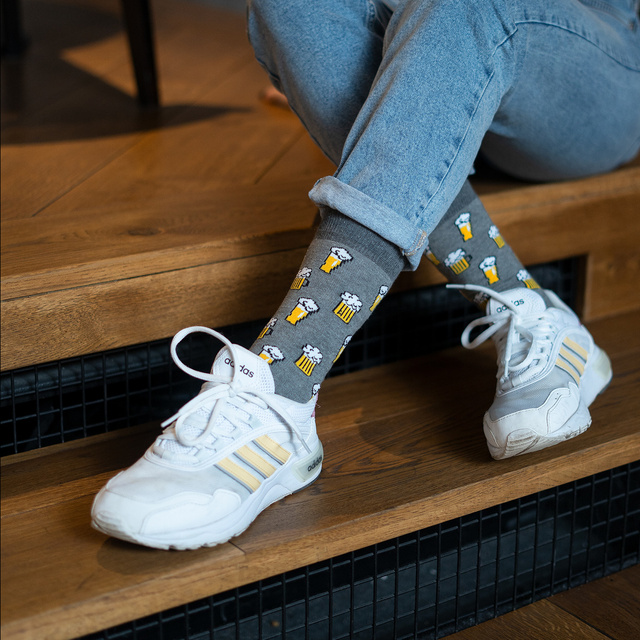 Set of 4x SOXO GOOD STUFF men's cotton socks, happy for a gift