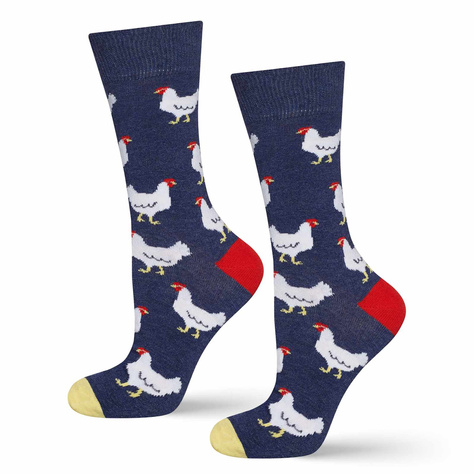 Men's colorful SOXO GOOD STUFF socks funny chickens