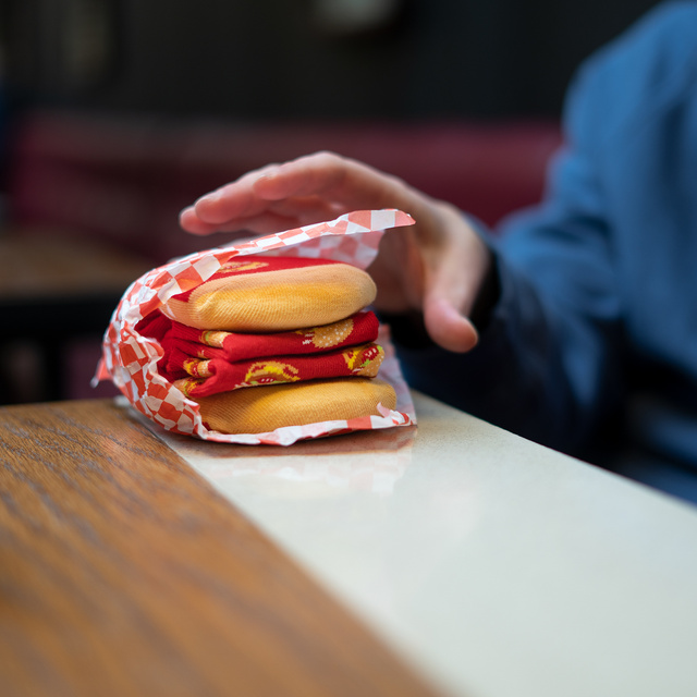 Women's Socks | Men's SOXO | Hamburger in a box | cheerful gift idea | funny socks for her | for Him Unisex