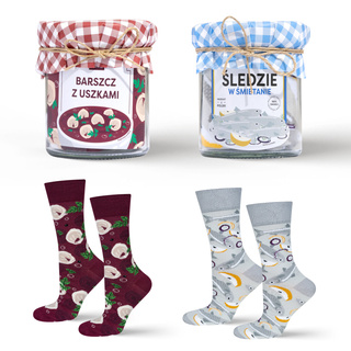 Herring and Borscht with Dumplings Socks in a Jar 2-Pack