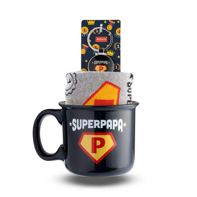 Zestaw Skarpetki Super Papa + Kubek + Brelok