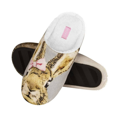 Women's SOXO slippers with a picture of a rabbit and a hard TPR sole