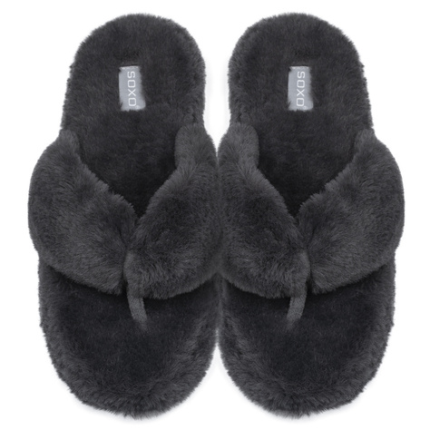 Women's slippers SOXO fur with a hard TPR sole