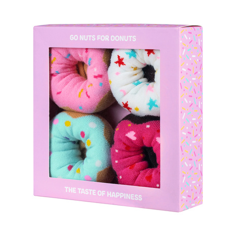 Set of 4x Colorful SOXO women's socks Donuts in a box 