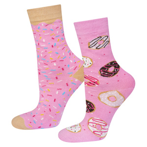 Set 1x Slippers for Mom SOXO in a gift box and 1x Women's SOCKS SOXO donut in a box