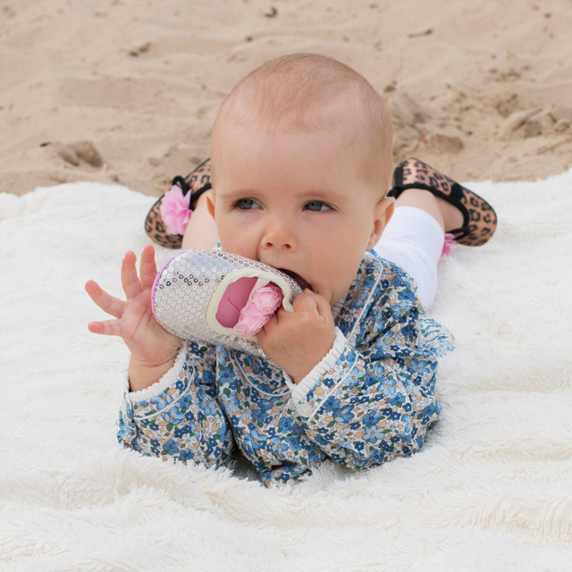 OUTLET Kapcie balerinki niemowlęce srebrne SOXO dla Księżniczki