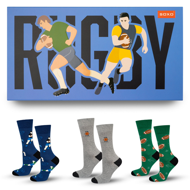 SOXO Rugby men's colorful socks - 3 pairs