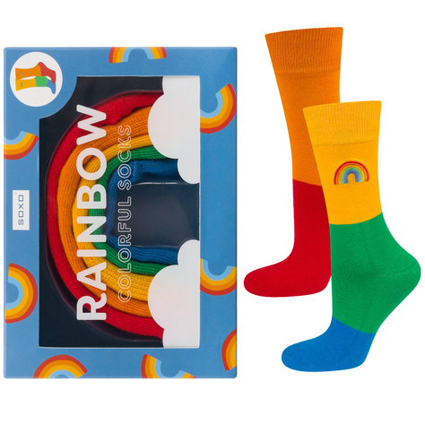 Set of 2x Women's Socks | Men's SOXO | Avocado in box | Rainbow in box | fun socks for Her | for Him Unisex | Perfect for a gift 