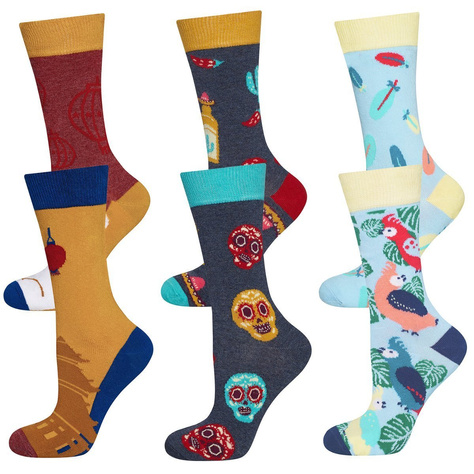 Set of 3x Colorful SOXO women's socks mismatched funny gift