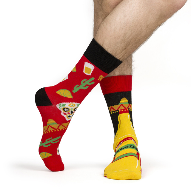 Men's colorful SOXO GOOD STUFF Tequila socks in a bottle gift