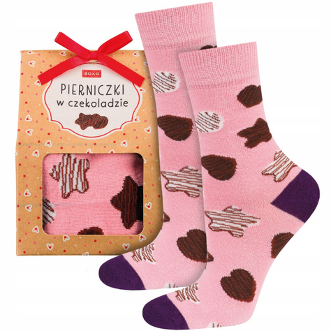 SOXO socks | women's gingerbread in chocolate and men's gingerbread with icing | Christmas gift 