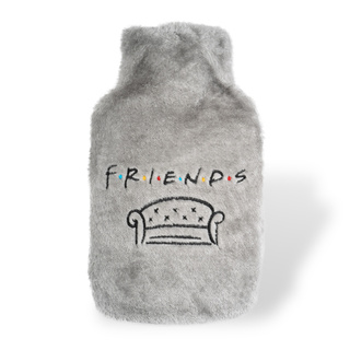 Gray hot water bottle SOXO heater in a plush cover FRIENDS gift idea BIG 1.8l