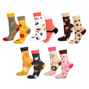 Set of 5x Colorful SOXO women's socks mismatched cotton funny Pizza