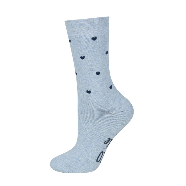 Blue long women's SOXO socks with Polish inscriptions funny cotton terry cloth
