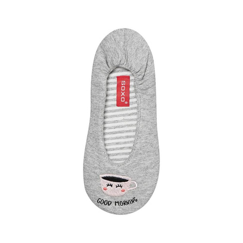 Gray women's ballerinas SOXO slippers with inscriptions and a soft sole