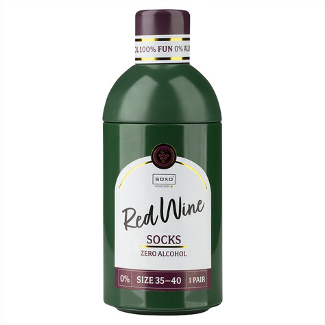 Gray hot water bottle and ladies socks in a wine bottle SOXO Valentine's day