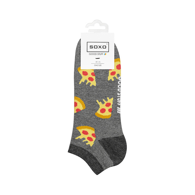 Colorful men's SOXO GOOD STUFF socks funny pizza